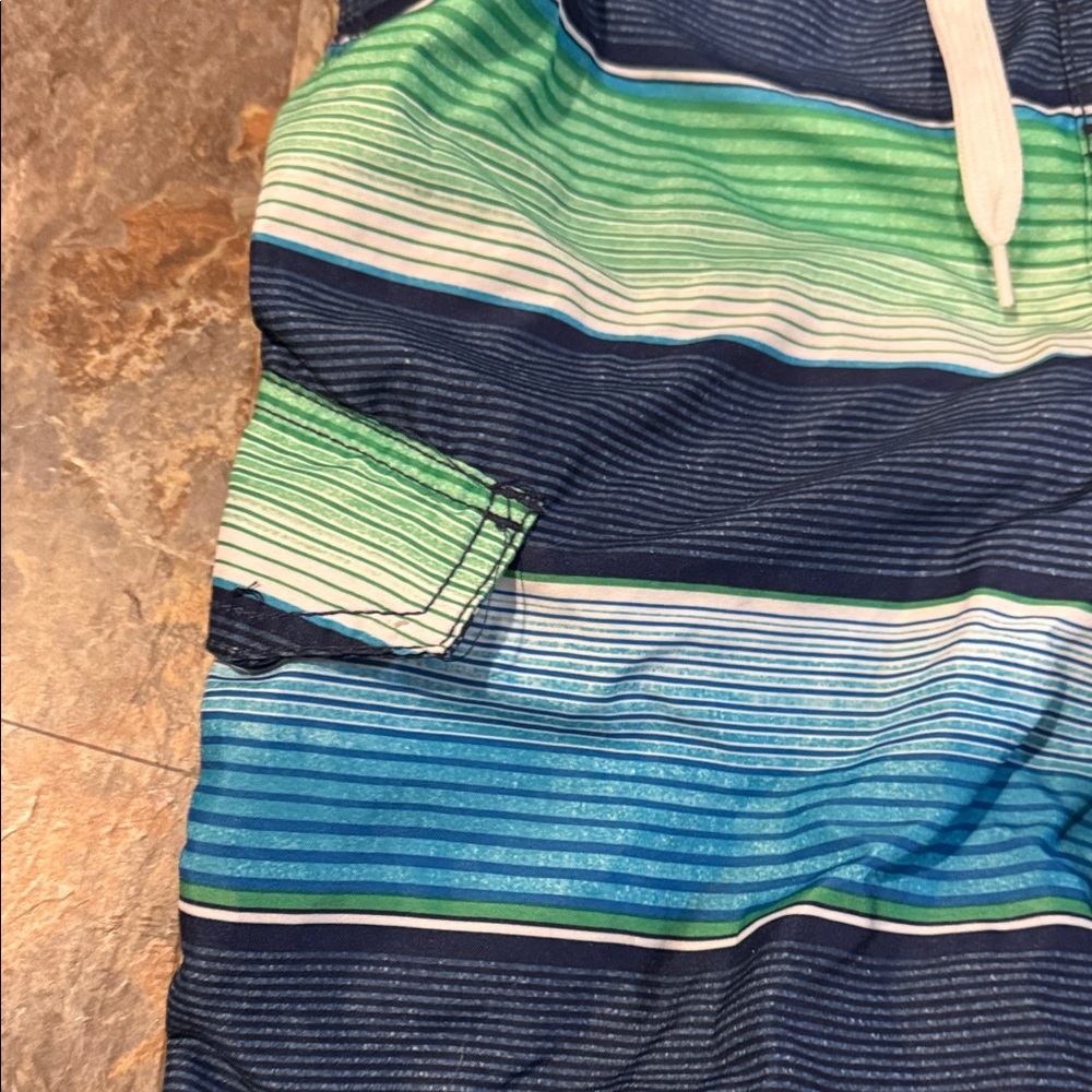 NWT Striped Blue and Green Swim Shorts youth size medium (10/12) - Picture 8 of 16